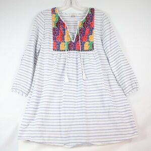 J.Crew White Striped Embroidered Front Tunic Womens Size S